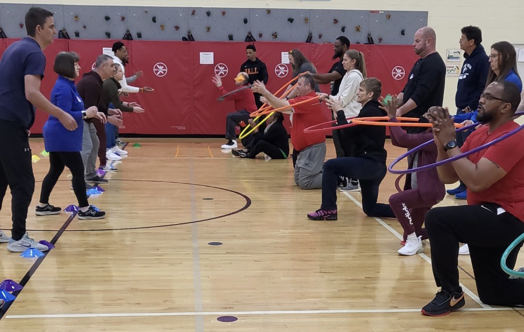 Liz29401's tweet photo. @OPENPhysEd and @IamCPS teachers are having a blast today learning about creating classrooms inclusive for all students! #CPSBePresent https://t.co/zcLhsPez51