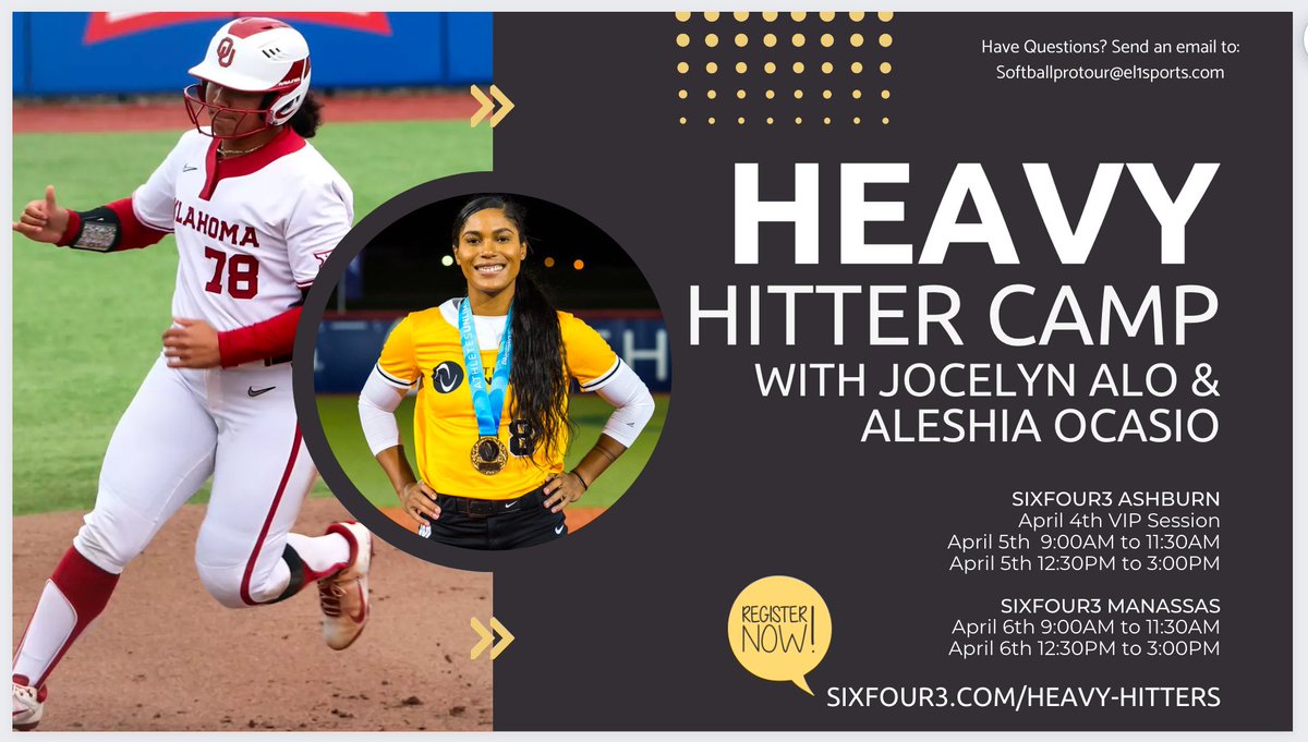 NCAA Greats Jocelyn Alo and Aleshia Ocasio bring the Heavy Hitters Camp to SixFour3!! - mailchi.mp/sixfour3/jocel…