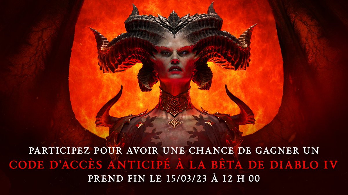 Diablo_FR's tweet image. Lilith vous attend.
Nous offrons des codes d’accès anticipé à la bêta de #DiabloIV à 5 personnes chanceuses.

Pour avoir une chance de gagner : 👉 suivez-nous, 💬 identifiez un(e) ami(e) et 🔁 RT ce tweet.

Fin du tirage au sort le 15/03/23 à 12 h 00 (heure de Paris).