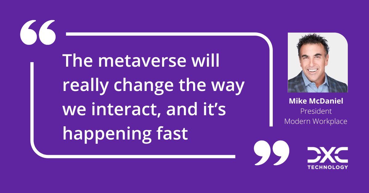 Discover how to integrate #metaverse, #virtualreality, and #extendedreality into the #ModernWorkplace for meaningful employee connections. 

Listen to <a href="/mikemcd_mim/">Michael W McDaniel</a>, President, DXC Modern Workplace and <a href="/Mrs_XR/">Nathalie Vancluysen</a>, Head of XR on the #TechTalksDaily podcast: dxc.to/3ZYOYNZ