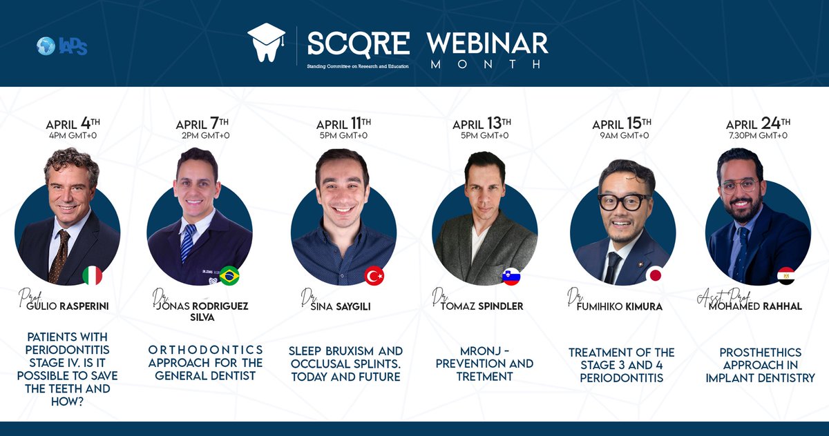 April is the SCORE Webinar Month. Do not miss your chance and participate in the webinar series from dental professionals worldwide! Register here: docs.google.com/forms/d/e/1FAI… #webinars #dentistry #dentalwebinar #iads