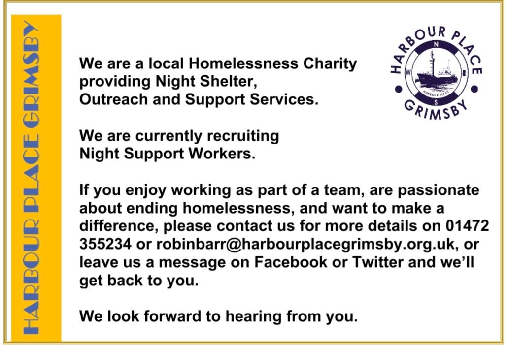 PLEASE SHARE - EMPLOYMENT OPPORTUNITY 

#nightshelter #supportworker