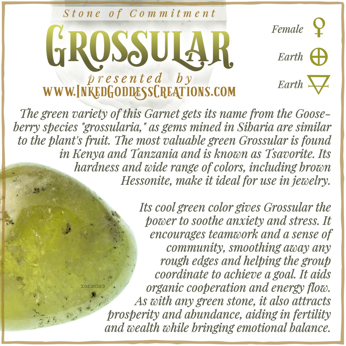 inkedgoddesshop's tweet photo. ~ Grossular ~

Though its namesake implies all Grossular garnets are green, this is far from true. There are varieties in every color and desirability, though often they go by more specific names such as Tsavorite and Hessonite.

#Grossular #Cooperation
https://t.co/AxVvyegTUI https://t.co/vfTOCYbFpv