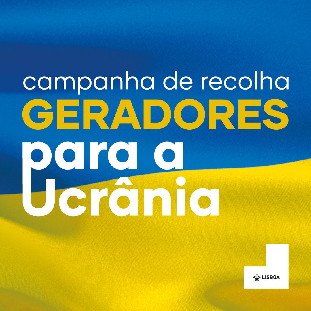 Moedas's tweet photo. A @CamaraLisboa associa-se à campanha de apoio à Ucrânia “Generators of Hope”. Empresas e cidadãos que possam doar geradores podem fazê-lo através do e-mail smpc@cm-lisboa.pt ou do número 218 173 100.
Lisboa está com a Ucrânia.
@EP_President @Europarl_EN https://t.co/RItmfx4uya