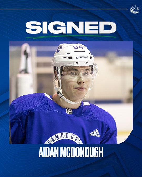 GM Patrik Allvin announced today that the club has signed forward Aidan McDonough to a two-year, entry-level contract.
 
DETAILS | vancanucks.co/3JbEiF2