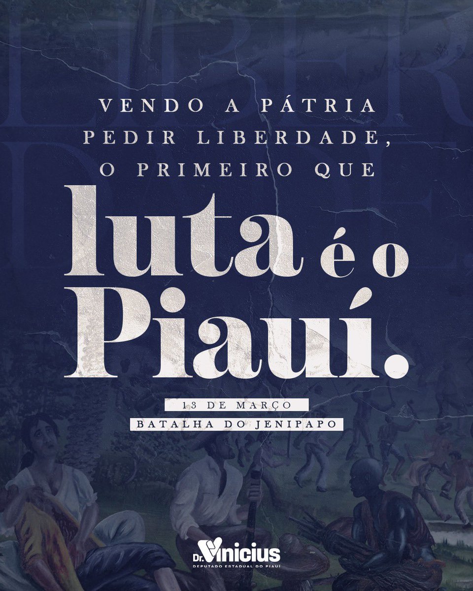 No dia 13 de março de 1823, ocorreu a Batalha do Jenipapo, no município de Campo Maior, que configura um dos momentos mais importantes do processo de independência brasileira.

O piauiense é feito de força e resistência e a data é uma oportunidade de reafirmar isso!