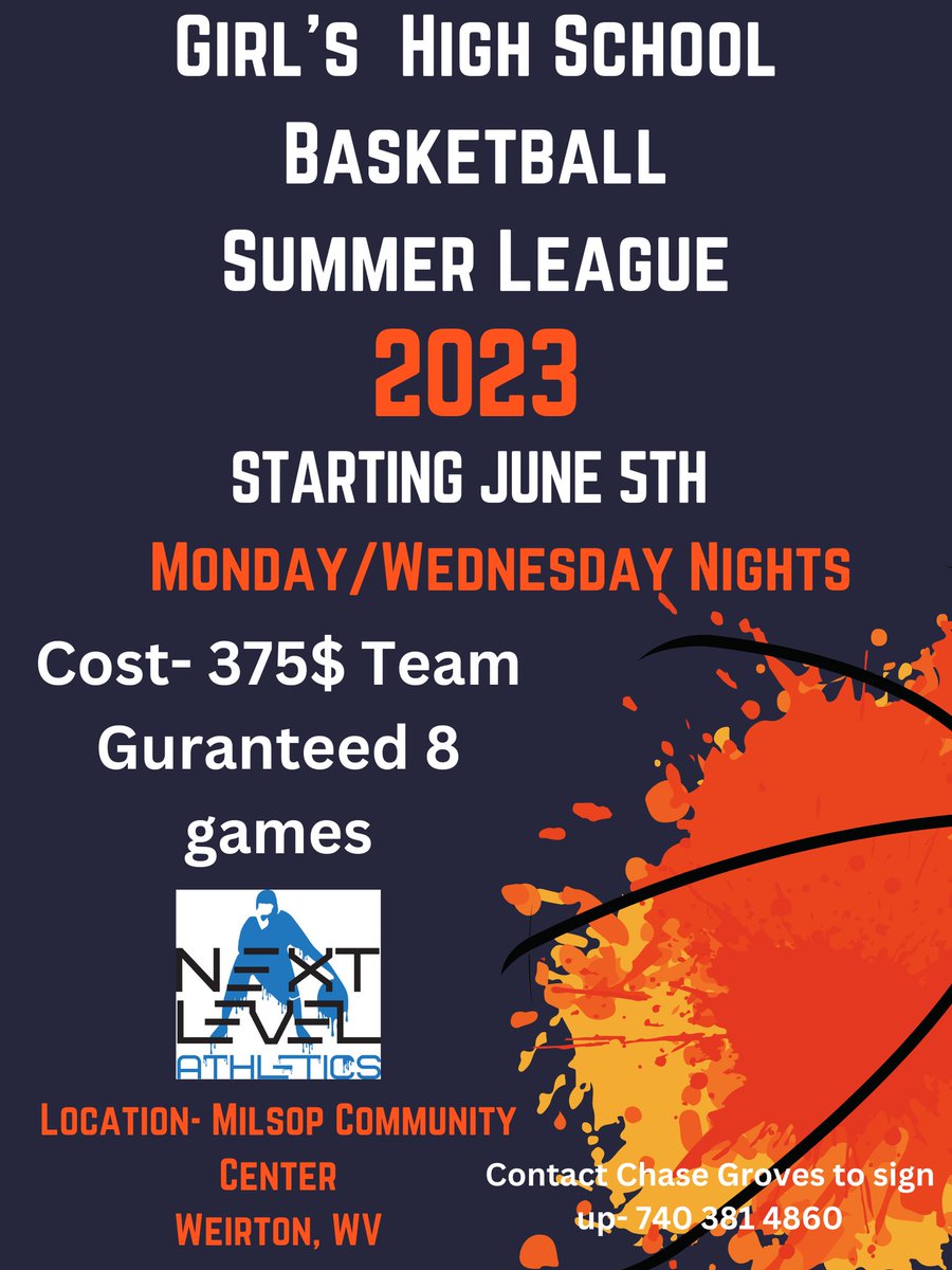 Excited to be doing it this year in Weirton, WV. 

12 teams max 

Feel free to share !

#WeirtonMillsop
#nextlevelathletics