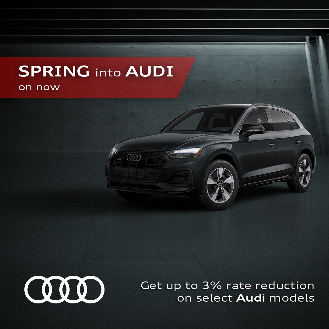 Taylor_Audi's tweet photo. SPRING into AUDI is on now! 🌸🌼🌤️🌱
Get up to 3% rate reduction on select Audi models such as A3, A4, A5 and Q5! Browse our site to see all available vehicles then speak to a Audi Brand Specialist to start your journey! Call or text us at 📲 306-347-AUDI (2834). 

⭕⭕⭕⭕ https://t.co/Au24XTXMod