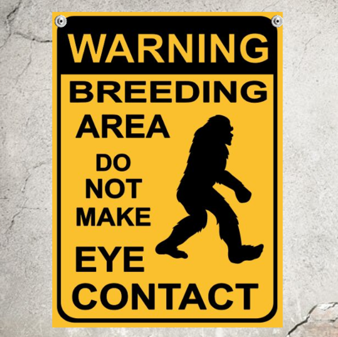 PalacePainted's tweet image. Warning Bigfoot Breeding Ground Do Not Make Eye Contact Sign tuppu.net/ae28a63e #Shopify #WainfleetTradingPost #MancaveSign