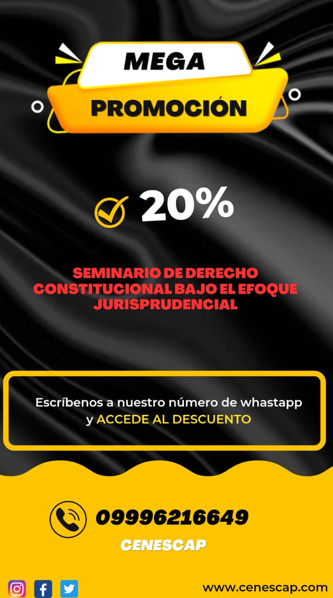 CenescapEcuador's tweet photo. 📣Escríbenos a nuestro número 09996216649 (WhatsApp) y te comentamos como acceder a nuestros descuento.
⬇️
#derecho #seminario https://t.co/lTFb4Zxjcj