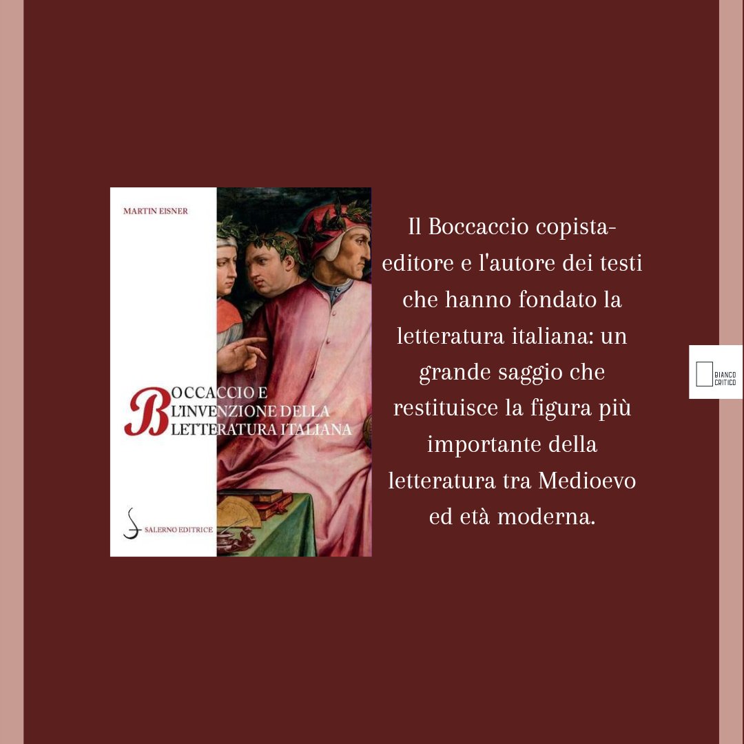 “Tendenza a ritenere la tradizione volgare come già stabilità da Dante [...] #Boccaccio seppe impiegare argomentazioni teoriche e testi narrativi per rendere visibile questa tradizione [...] nella composizione materiale dei propri manoscritti”. Martin Eisner • @SalernoEditrice