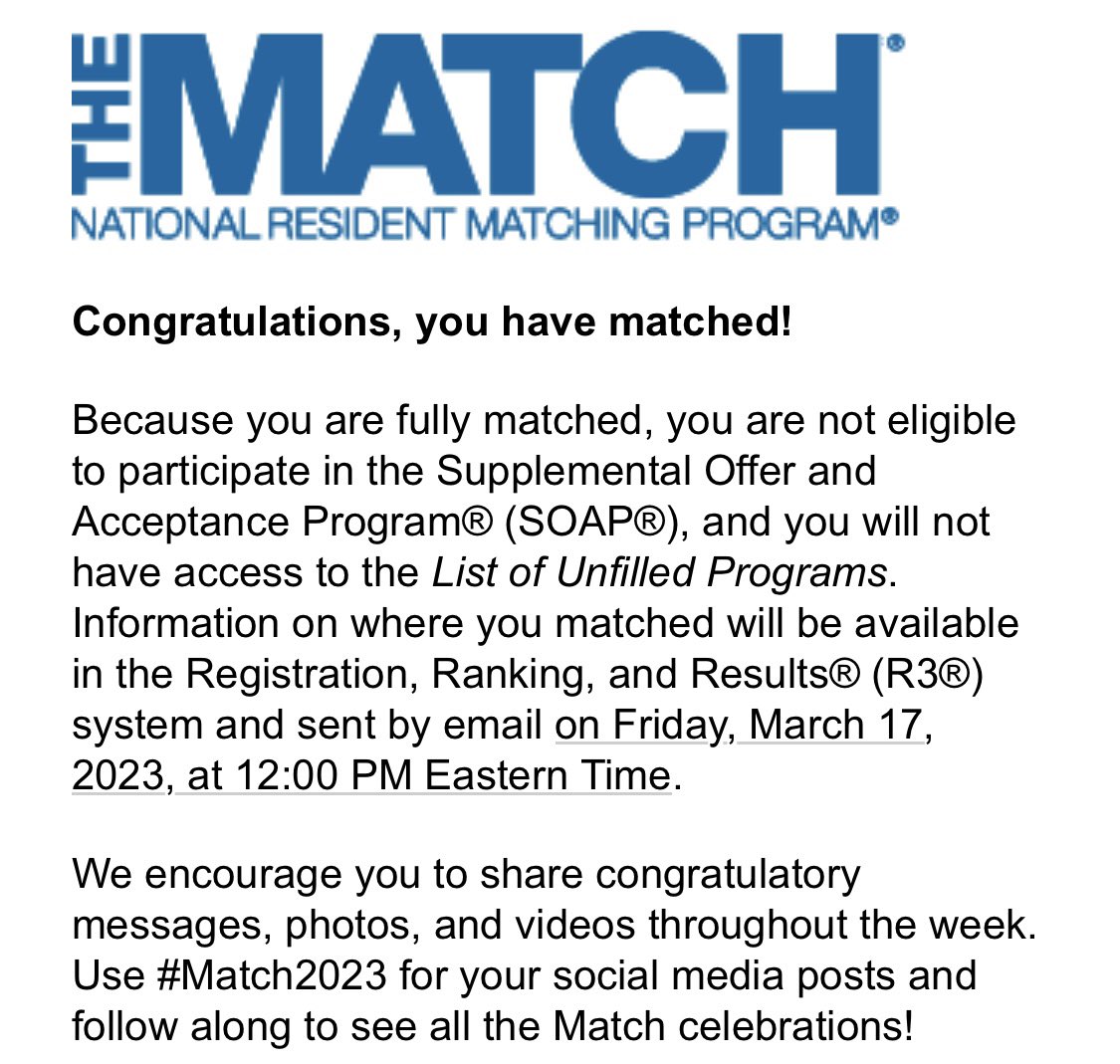 Big dreams comin true y’all! Thankful to everyone who helped me get here and can’t wait to see where I get to spend the next 3 years on Friday!! #Match2023!!