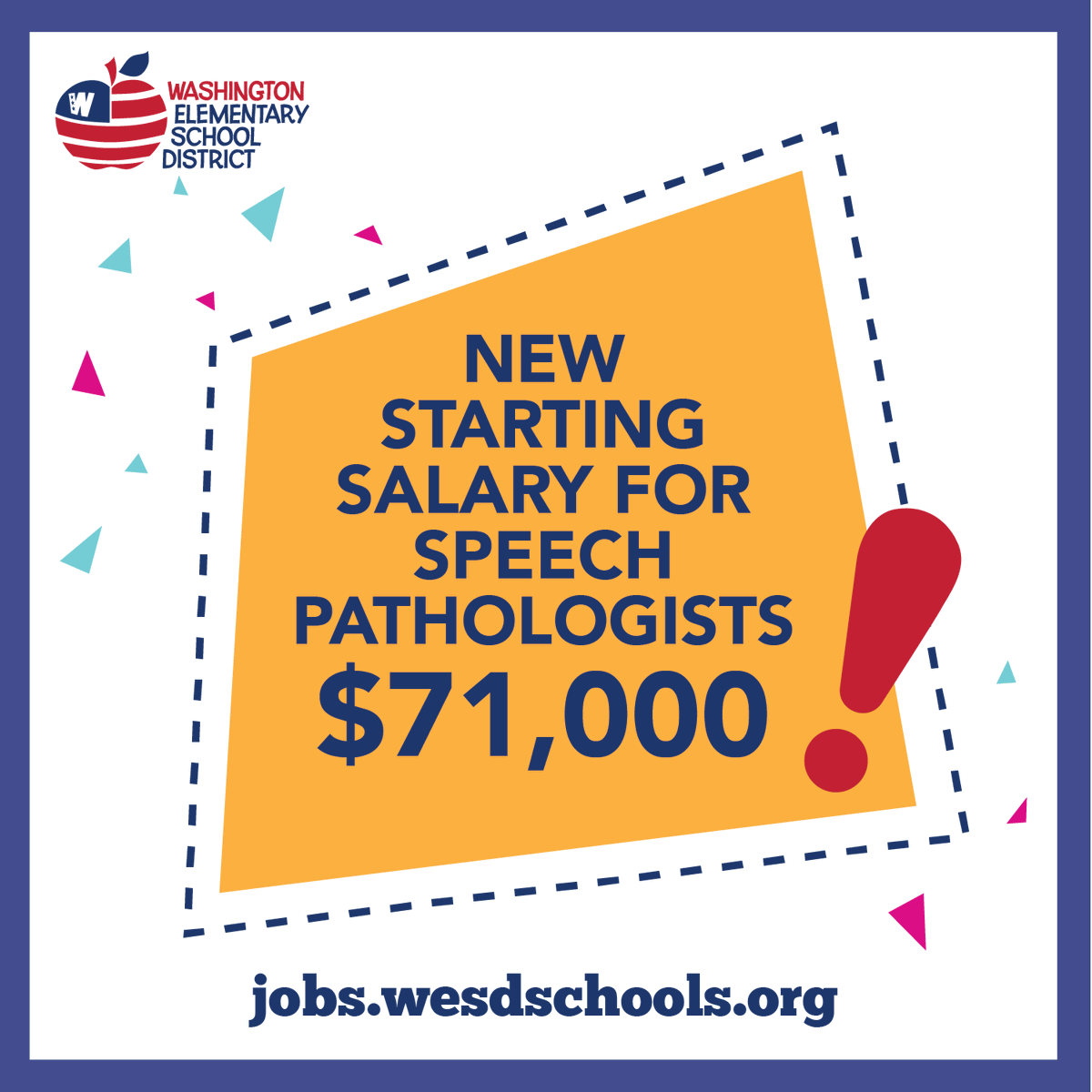 The WESD Governing Board approved new salary increases for teachers, occupational/physical therapists, psychologists and speech pathologists, and approved a 3% salary increase for all employees, as well as one-time stipends. Visit jobs.wesdschools.org to apply. #WESDFamily