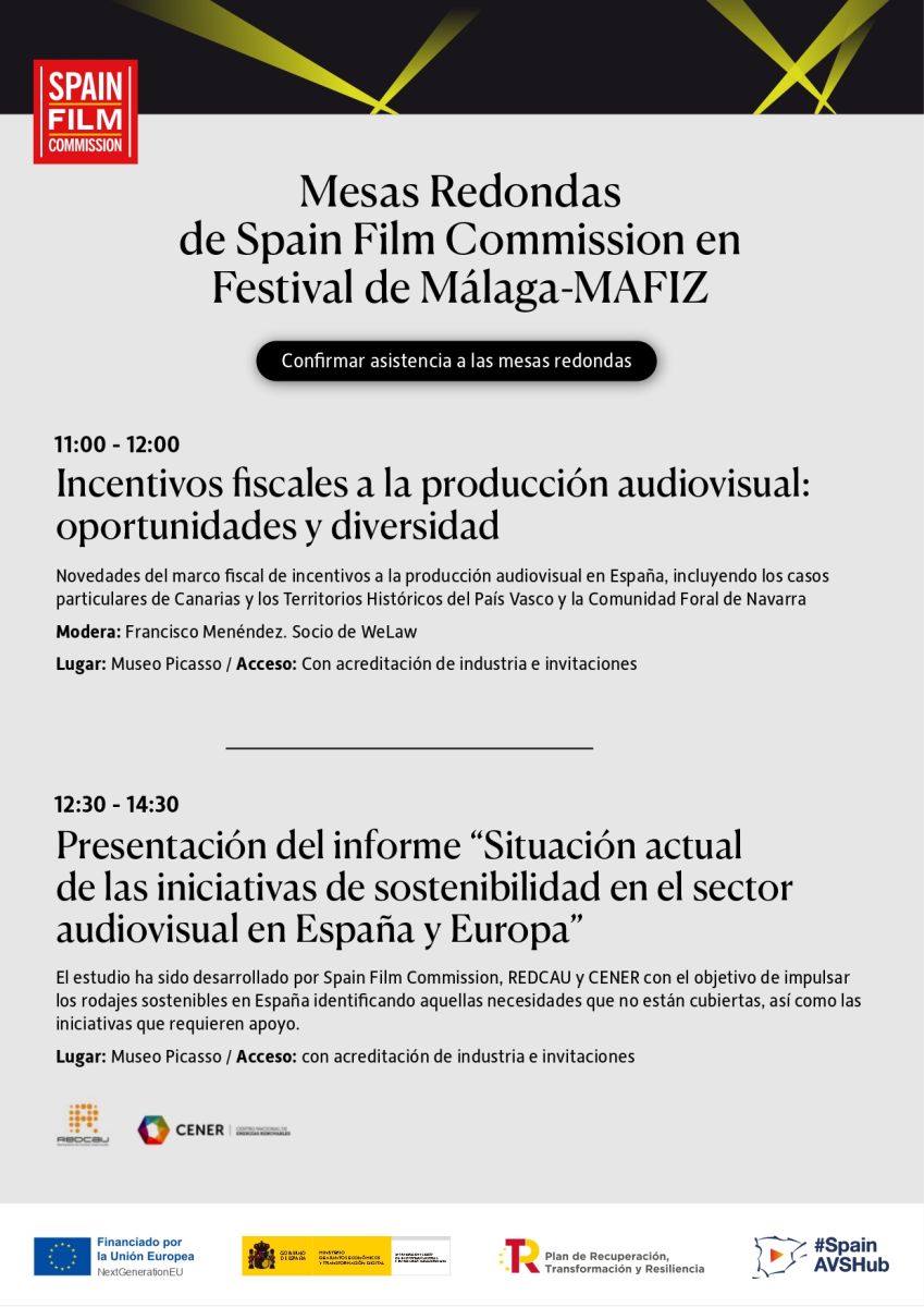 SpainFilm's tweet photo. 📅 15 de marzo 
📍 Auditorio del Museo Picasso de Málaga 
Spain Film Commission organiza dos mesas redondas en el programa Spanish Screenings Content de @MAFIZMalaga  
Los acreditados, pueden asistir registrándose en este formulario  https://t.co/IZXxFfCw8V 
#mafizmalaga https://t.co/Ur4cd4vsQB