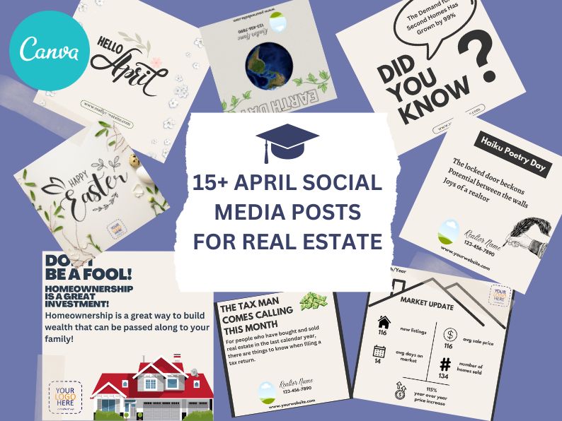 15+ Real Estate Social Media Post Templates for #April2023 - upload and slide in your logo, and ad in your contact information! etsy.com/ca/listing/142… . #ReadyToUse #RealEstateSocialMedia #RealEstate #SocialMediaForRealtors #Realtors