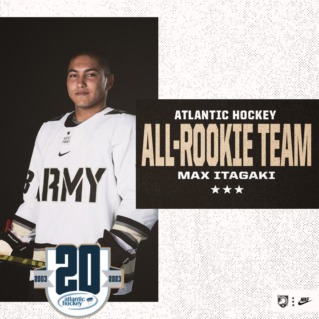 Leading the conference in assists through the regular season, Max Itagaki earns a spot on the AHA All-Rookie Team!

His 29 assists set a new Atlantic Hockey freshman record in the process 🍏👏

#GoArmy
