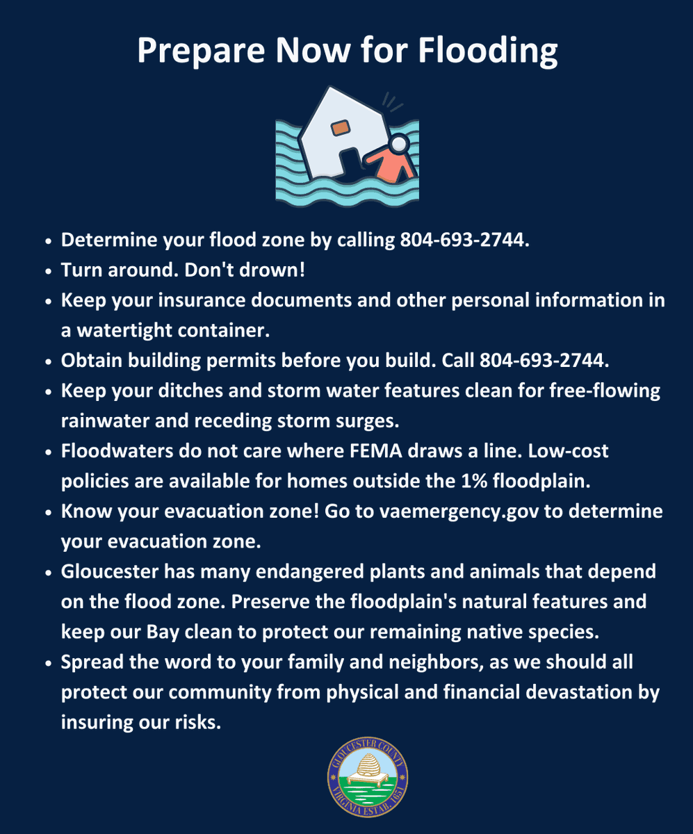 March 12-18 marks #FloodAwarenessWeek in Virginia. Take a look at these key points to ensure you and your property stay safe during a flood: