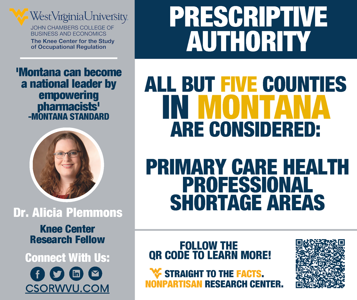 KneeCenter_WVU's tweet photo. The latest op-ed published in @MontanaStandard from Knee Center research fellow Dr. @Alicia_Plemmons, examines the potential benefits that could come from Montana's SB 112 relating to prescriptive authority. #prescriptiveauthority #scopeofpractice #Montana #MontanaLegislation https://t.co/nvjgW3z21V