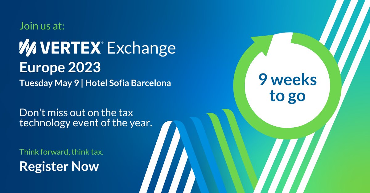 The countdown is on &amp; we have 9 weeks to go until Europe's premier #taxtechnology conference, #VertexExchangeEurope23! Join a list of #VAT &amp; #taxtech experts, such as <a href="/pboerhof/">Peter Boerhof</a>, for live sessions &amp; 1:1 networking. Learn more: bit.ly/3Lk2iIr