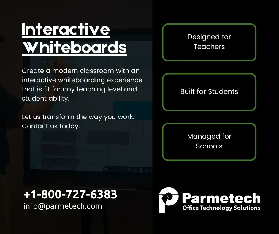Maximize student engagement and collaboration with Parmetech's interactive whiteboards - the perfect solution for modern education. See them in action!
buff.ly/3Zz2qYE
#printing #parmetech #services #printing #managedprintservices #interactivedisplays #visualdisplays