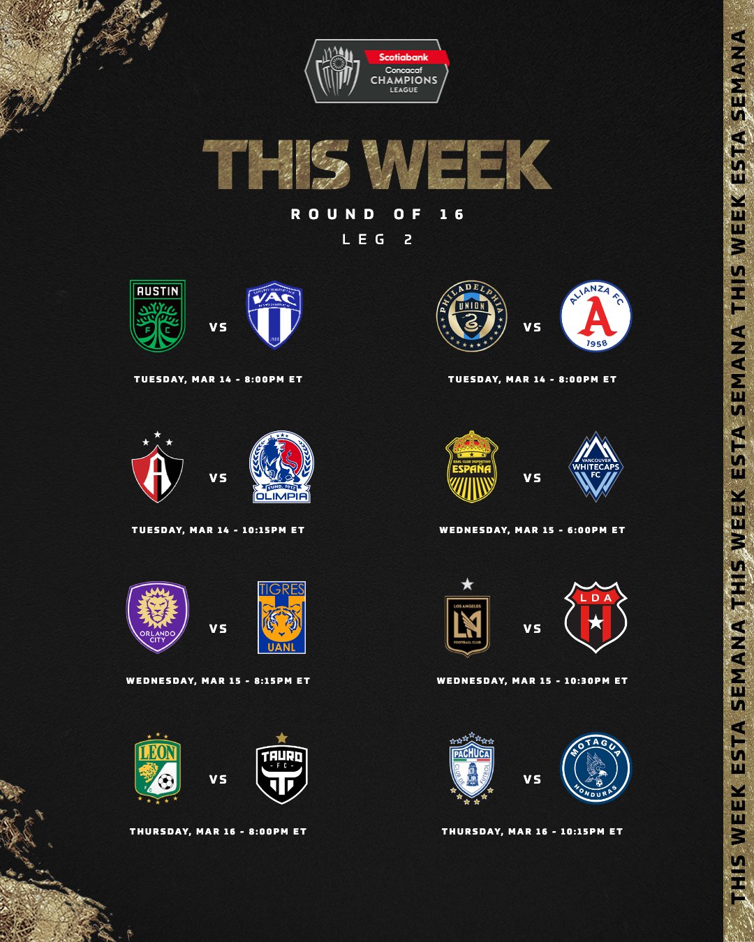 Concacaf Champions League Round of 16 full schedule released