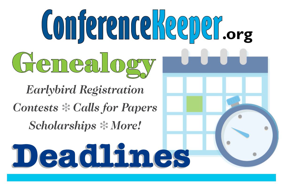 ConfKeep's tweet photo. Have our once-weekly email of newly added genealogy events delivered to your email -- including upcoming deadlines for contests, registrations, and calls for papers! Sign up at https://t.co/KGN1izdlMZ #genealogy #genevent #familyhistory https://t.co/ZbrIZJSl17