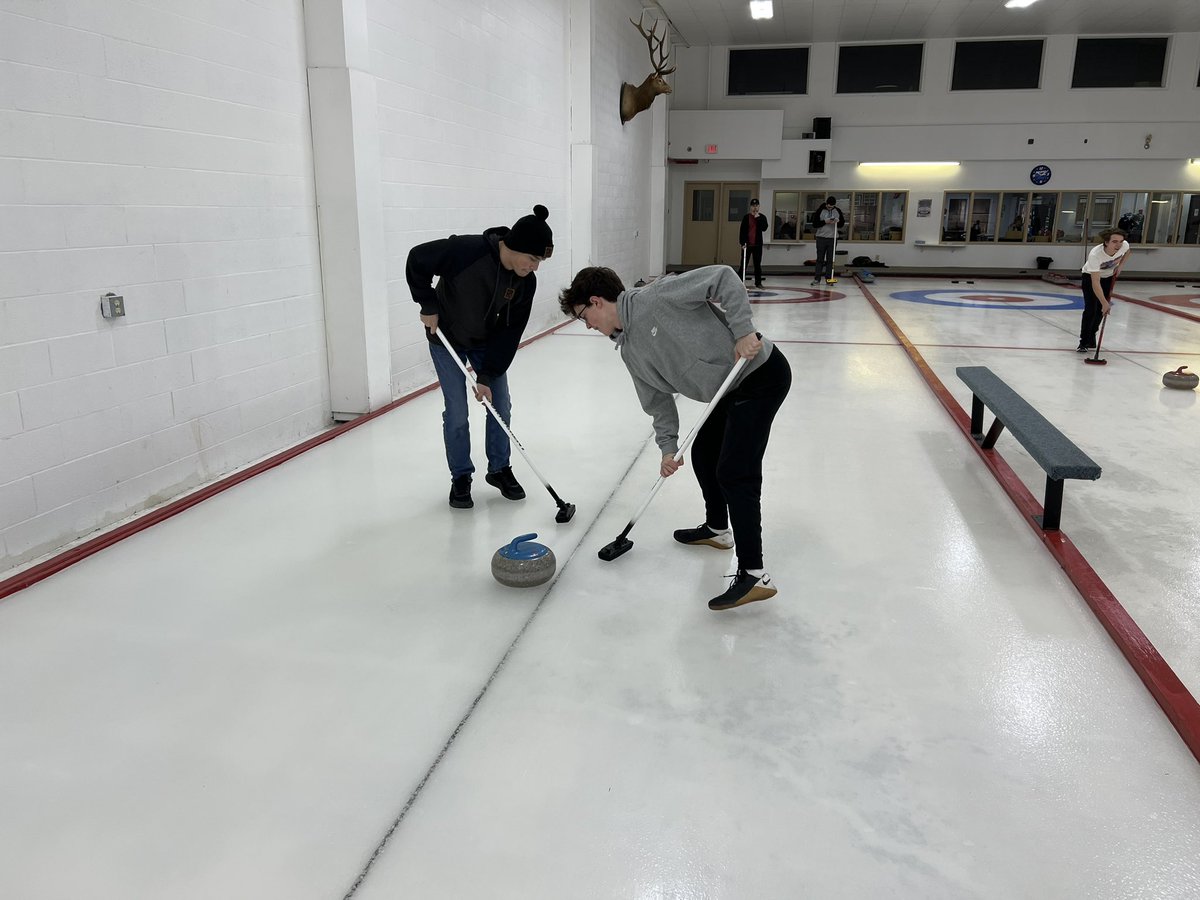 FlightAcademySA's tweet photo. A fun morning was spent at the Irvine Curling Club to learn a new sport! Big thanks go out to SAFA students Reid, Nic and Evan for mentoring our student pilots how to play, and the Irvine curling club for allowing us use of the facility. #igniteminds #activeyouth #wearecanadian https://t.co/suLdoxU1FW