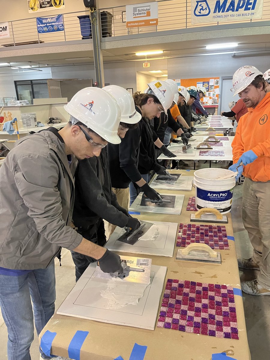 StaggMathConstr's tweet photo. Last week our Math and Construction class visited the Bricklayers union and learned first hand how to tuck point, build a wall, and lay tile.  It was a great experience for our students, thank you to the Bricklayers Union for hosting us.  @StaggHighSchool @StaggSTEM https://t.co/Nf98BXB32M