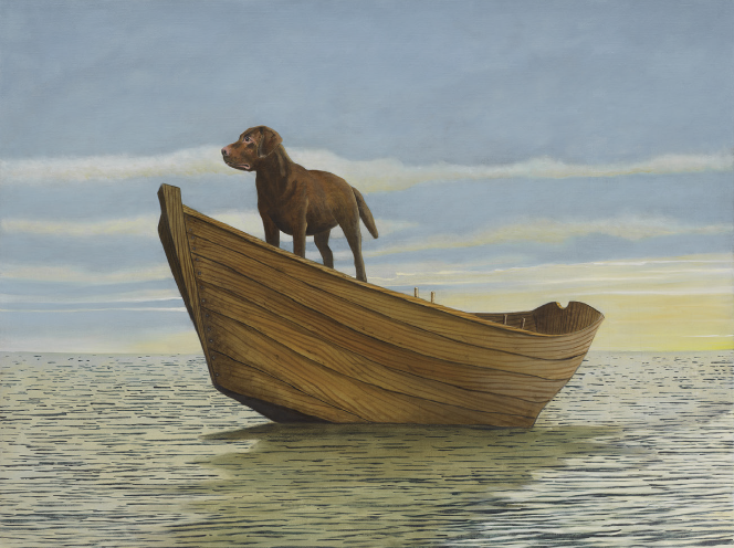 pursuitsinc's tweet photo. Sean Landers’ exhibition “Adrift” is on view in NYC at Petzel Gallery. Featuring over twenty new oil paintings by Landers, this largely allegorical exhibition illustrates the complexity of artistic mortality. 
 
Image: Sunset Dog, 2022 https://t.co/9jGrUBENLH