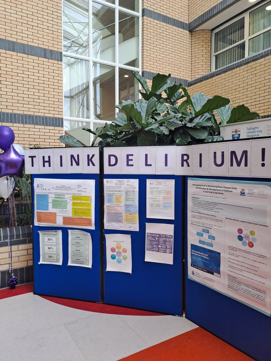 SuzanneO_Reilly's tweet photo. Delirium Week has commenced in Tallaght University Hospital ๐ง
World Delirium Awareness Day is tomorrow March 15th 2023 ๐
THINK DELIRIUM! THINK 4AT ๐ฉ๐ปโโ๏ธ๐จ๐ปโโ๏ธ๐๐
#delirium #deliriumweek #worlddeliriumawareness
#4AT #SQiD #tallaghtuniversityhospital https://t.co/GM8RwkWezq