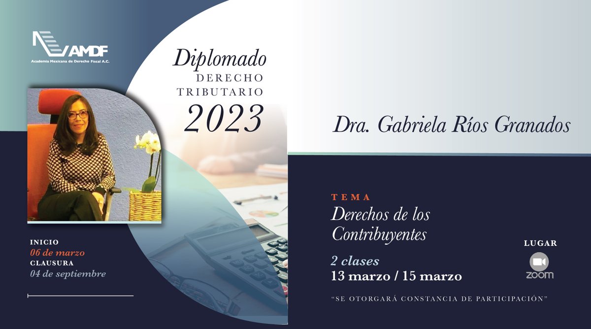 AMDF4's tweet photo. "Derechos de los Contribuyentes" es la clase que la Dra. @GabrielaRiosGra brindará hoy en el #diplomadoenderechotributario 
Conoce toda la información en:
https://t.co/TjaaFkmzyg
#patologiasdelsistematributario #AVDT #AMDF4 #abogado #derechotributario #formaciónlega #capacitacion https://t.co/rJaQNRAbAn