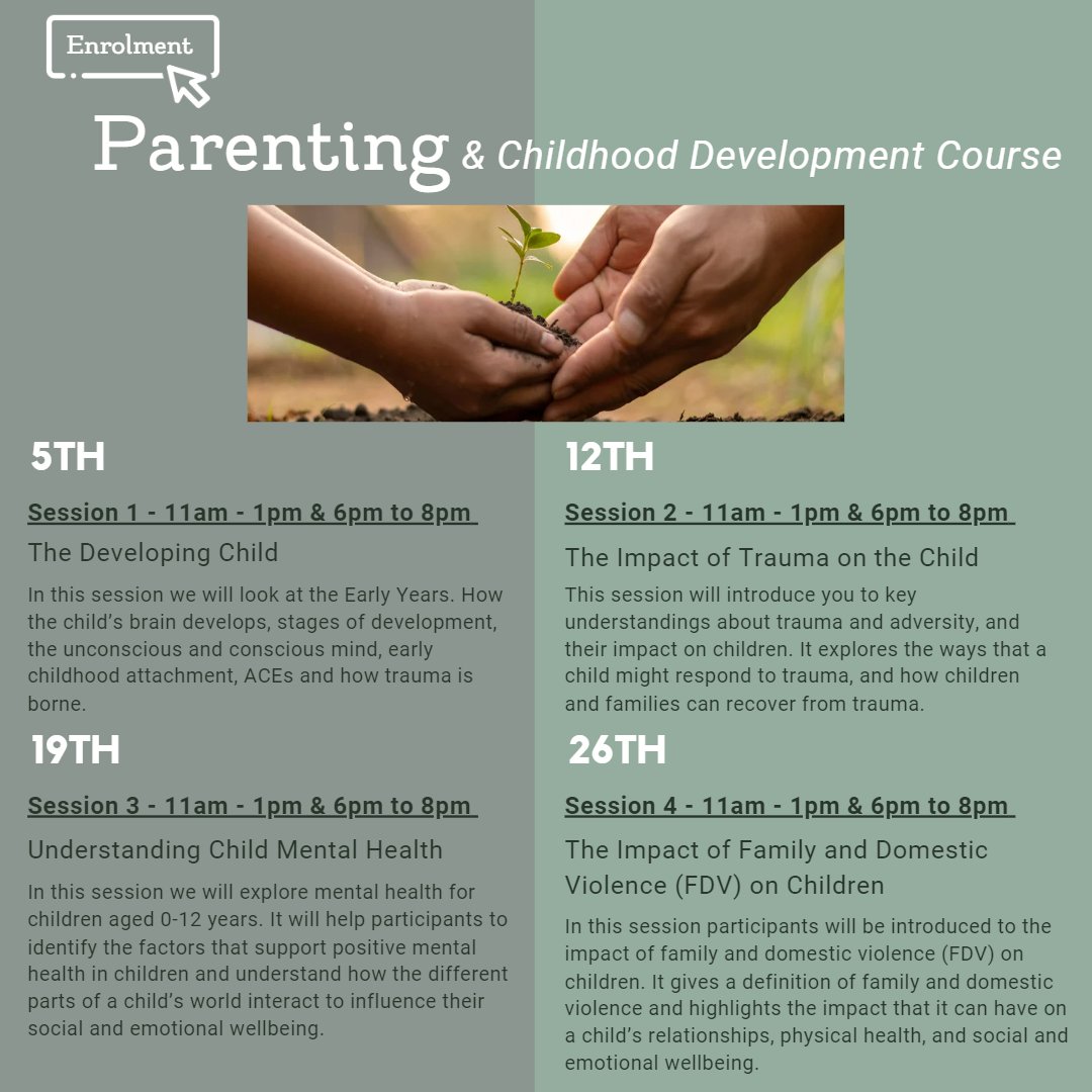 Traumahealingc's tweet photo. A certificate of attendance will be given for full completion of the programme. Register your interest via the WhatsApp number. A payment plan is available. T&amp;C's apply. 

#parenting #childdevelopment #childmentalhealth #fdv #familyanddomesticviolence https://t.co/cSASDjucO3