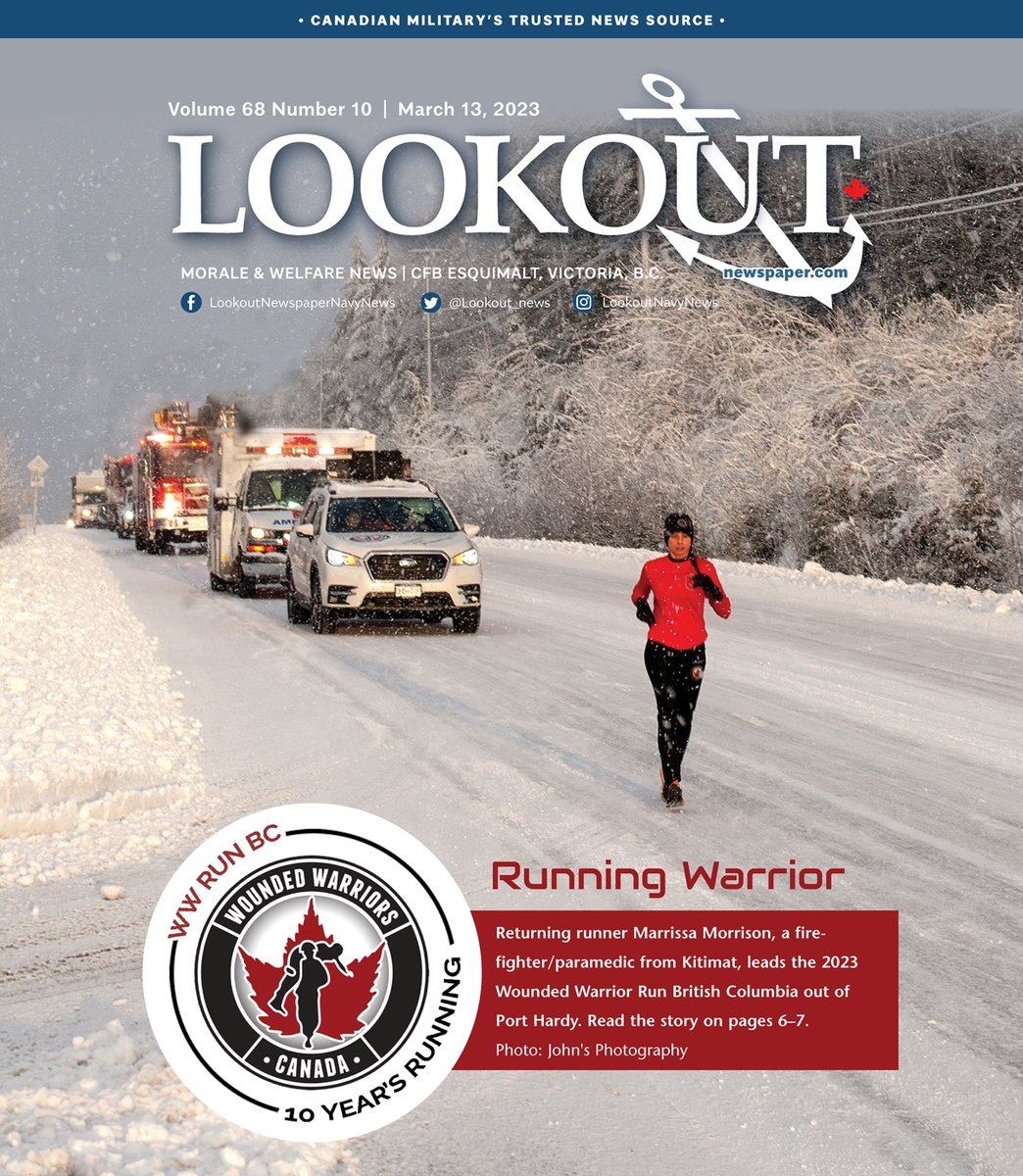 In this week's edition of #LookoutNavyNews: Winter’s fury can’t stop Wounded Warriors BC runners, Invictus athletes find redemption in games, and Onboard #HMCSWinnipeg for Family Day. Read the full edition: bit.ly/3JbWIoY