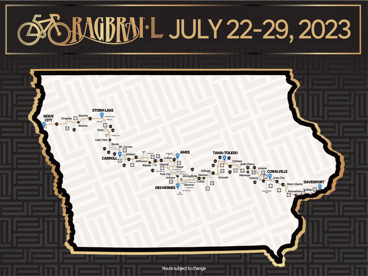 #RAGBRAIL #RAGBRAI50 #fullroute out Today! Thank you to all communities, volunteers, communities, Iowa State Patrol, & the @RAGBRAI_IOWA team! Who’s looking forward to #July ?! #iowanice #showcaseofiowa #cyclingfun #thirstypigseverywhere #thirstypigs