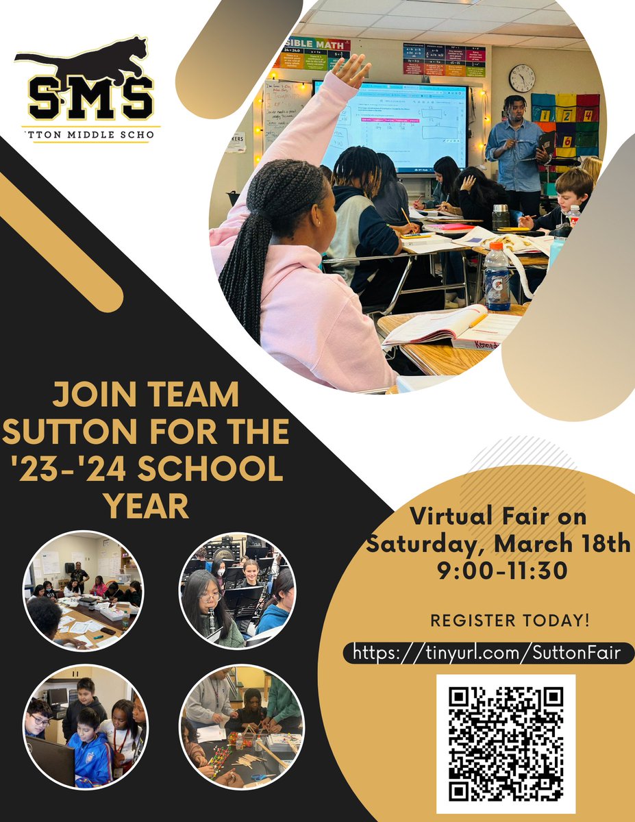 Are you ready to join our Cougar family? Join us virtually this Saturday March 18, 2023 at 9:00 a.m. @SuttonCougars @MerriweatherEDU @JoinTeamAPS