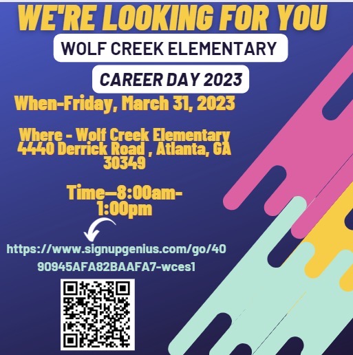 WolfCreekWolves's tweet photo. Career Day is quickly approaching, and we are looking for volunteers! (March 31st) If you are interested in participating, please sign up below by March 24th, 2023. #wolfcreekwolves @PrincipalDGlass 
https://t.co/oOAke2IPbM https://t.co/w9zQbGWUuE