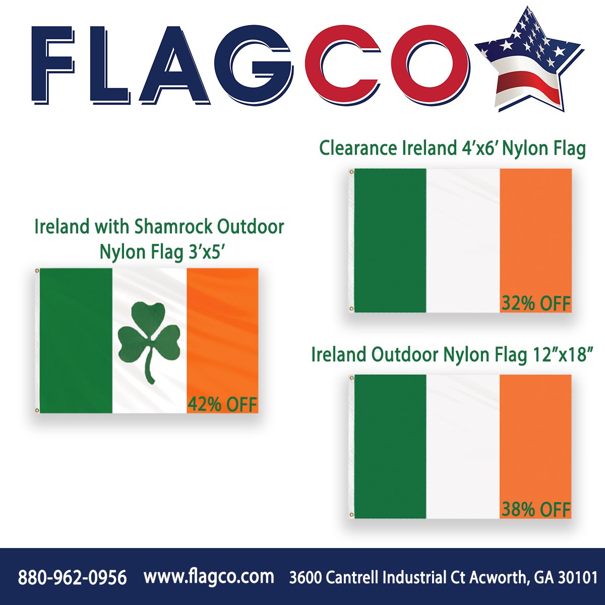 Need a Flag for St. Patrick's day? #flagco #ireland #irishflag #StPatricksDay2023