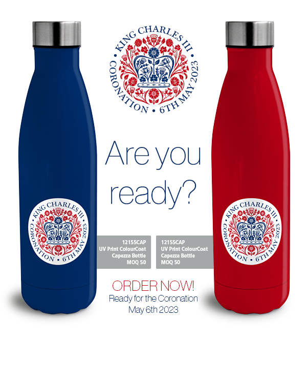 Presenting the Colour Coat Eevo-Therm water bottles Pantone matched in a gloss or satin finish to the outer body.
Keeps liquids hot for up to 12 hours and cold for up to 24 hours so you'll be covered throughout the celebrations...
For more info call 07852 951425 

#coronation