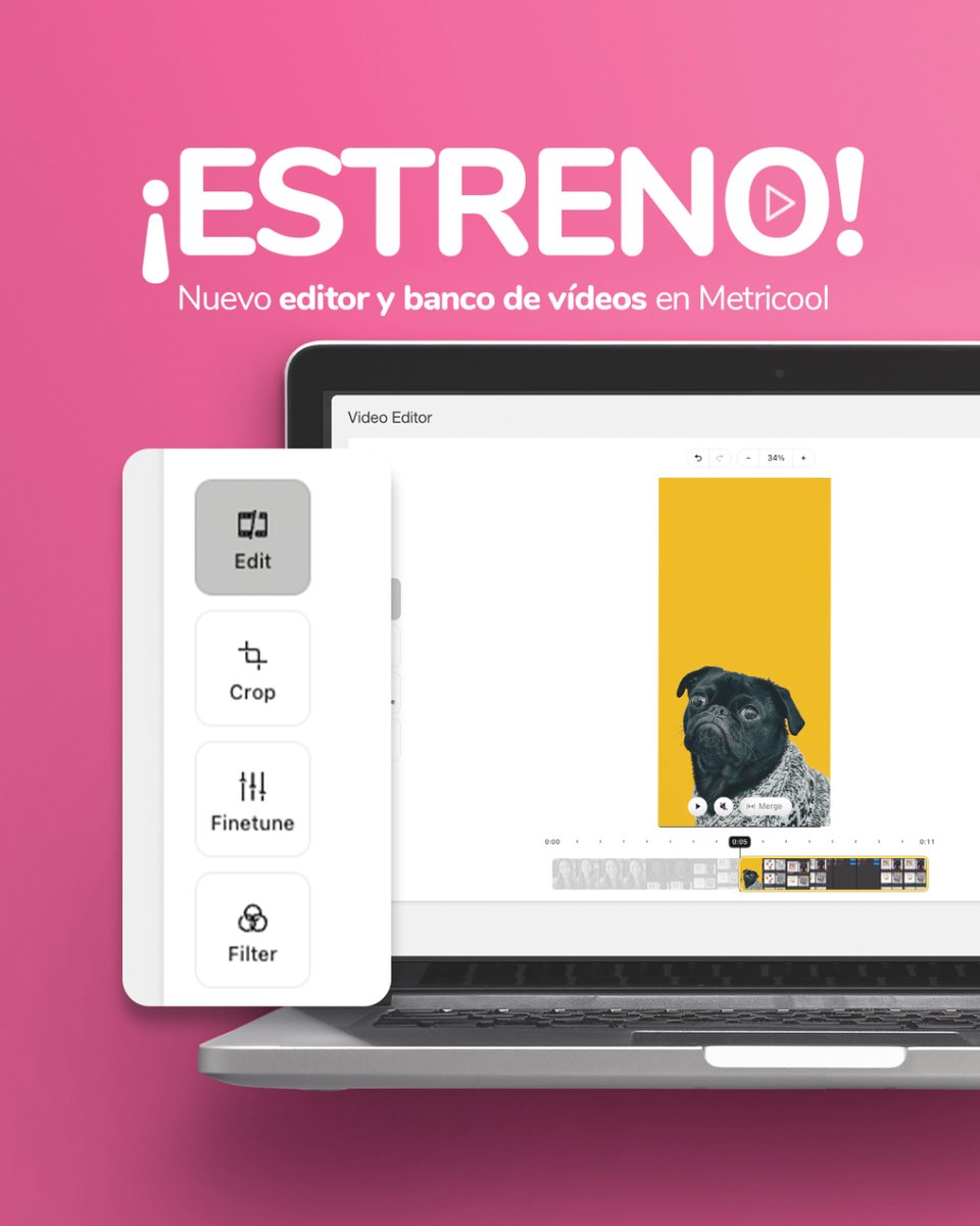 Metricool_es's tweet photo. 🆕 [NUEVA FUNCIONALIDAD] ♾️

Gestiona retoques de última hora en tus vídeos, sin tener que usar otras herramientas: 🎉

🪄 Editar tus vídeos en el planificador mientras programas. 

🪄 O si lo prefieres, encuentra vídeos de un banco de imágenes para tus posts. https://t.co/u1veRBGext