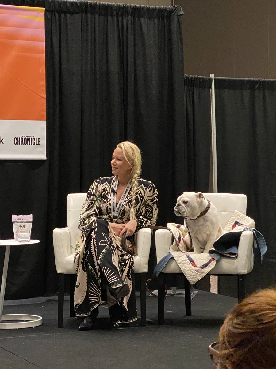 The first dog on a stage at #SXSW brought to you by team #UK ⁦@VCCP⁩ #UKatSXSW
