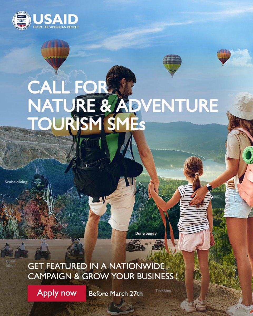 CALL FOR NATURE &amp; ADVENTURE TOURISM SMEs:
GET FEATURED IN A NATIONWIDE MARKETING CAMPAIGN &amp; GROW YOUR BUSINESS!

If you are a business offering experiences related to nature and adventure tourism, apply to this call before March 27.

Apply now > lnkd.in/duMHaRht