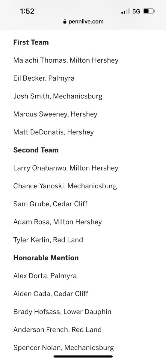 Congratulations to Matthew and Marcus.  Well deserved 1st team All-Conference players in the Keystone Division.  Congrats to all the others selected.