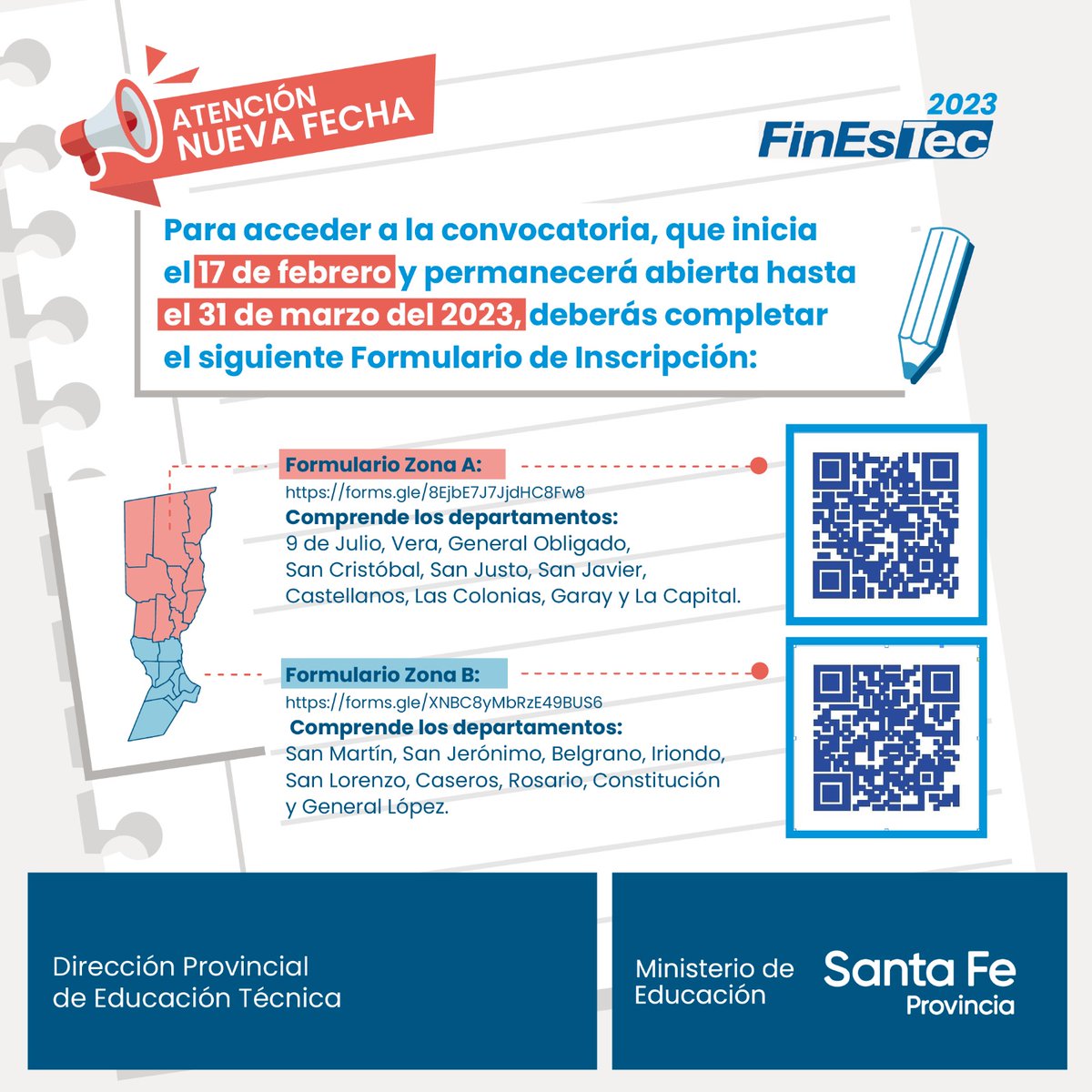 INETetp's tweet photo. 📢ATENCIÓN❗ Estudiantes de #SantaFe
Si terminaste de cursar en una escuela técnica y te quedaron materias pendientes, podés obtener tu título con #FinEsTec. Ahora tenés tiempo de inscribirte hasta el 31/3
Más información y formas de inscripción (según departamento)⬇️
(hilo) https://t.co/wvCQAhC7JJ