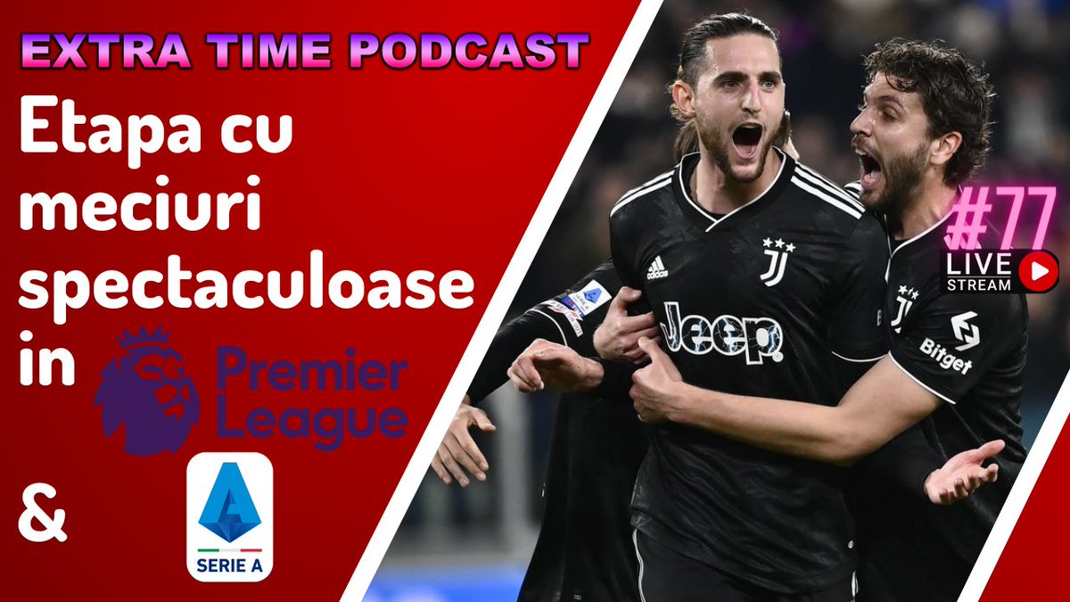 extratimepdcst's tweet photo. 📺 LIVE on YouTube @ 21:45
🔴 Arsenal si Man City in lupta pentru titlu
🔵 Sassuolo si Juventus castiga meciuri electrizante
⚽ Benfica, Chelsea, Milan si Bayern in sferturi
🎮 Fantasy Football
🖥️ Top 5, Balotelli, Dinamo
#EXTRATIMEPODCAST 77
https://t.co/Mnsb0jKOh7 https://t.co/GFkPkCwQQj
