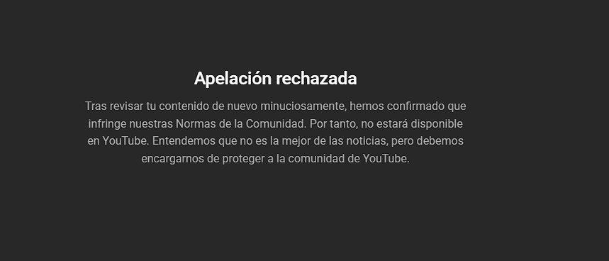 LClaraboya's tweet photo. Canal Blokeado en Youtube por "incumplir las Normas de la Comunidad" a la que no pertenecemos lo realizadores, según rezan sus argumentos. https://t.co/ocb1CA6RCJ