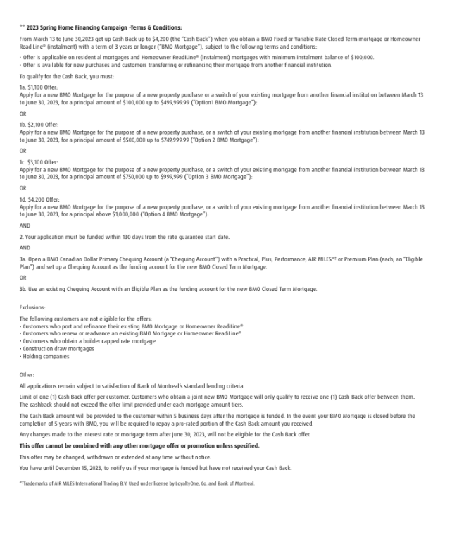 BMO has some pretty sweet cash back offers (ip to $4200) and are offering 130 day rate guarantees. Text me at 709-743-1818 and I will put you in touch with contact person at BMO.