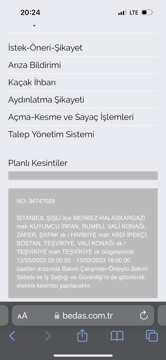 HMurathanoglu's tweet photo. Saat 20:55. Bugün 09:00-18:00 arası Şişli/Harbiye Mah./Abdi İpekçi Cad. planladığınız bakım çalışması hala devam ediyor olmalı. Bari bitemeyeceğini öngörüp bir bildirim yapsaydınızda, herşeyi elektriğe bağlı evimizde aç kalmasaydık ve üşümeseydik @BEDASDestek @sislibelediyesi https://t.co/09NPGtae6c