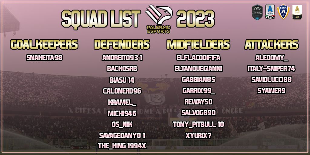 Roster ufficiale per le stagioni di <a href="/VPGItaly/">Virtual Pro Gaming Italy 🇮🇹</a> <a href="/VPLItaly/">VPL Italy 🇮🇹</a> <a href="/LegaDilettanti/">LND</a> @PGS_ITALIA 

@rt_proclub433 <a href="/tanadelproclub/">La Tana del ProClub</a> <a href="/NewsProclub/">News Proclub</a>