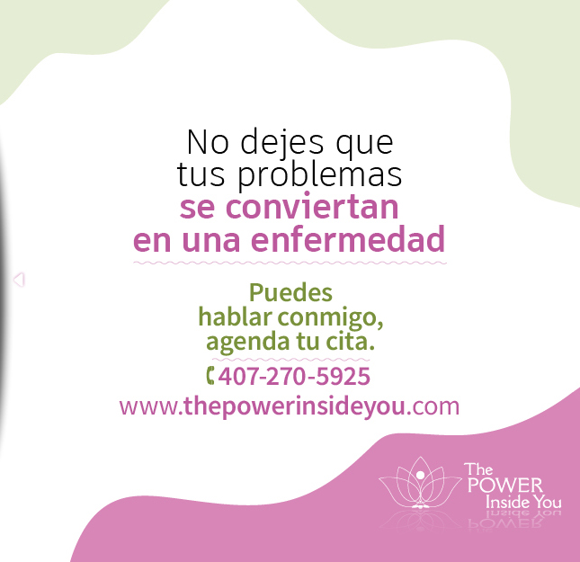 No hablar de tus problemas puede convertirse en un problema. Te escucho, agenda una cita conmigo 407 270 5925

#ThePowerInsideYou #HablaDeTusProblemas #TeEscucho #Enfermedad #SaludMental