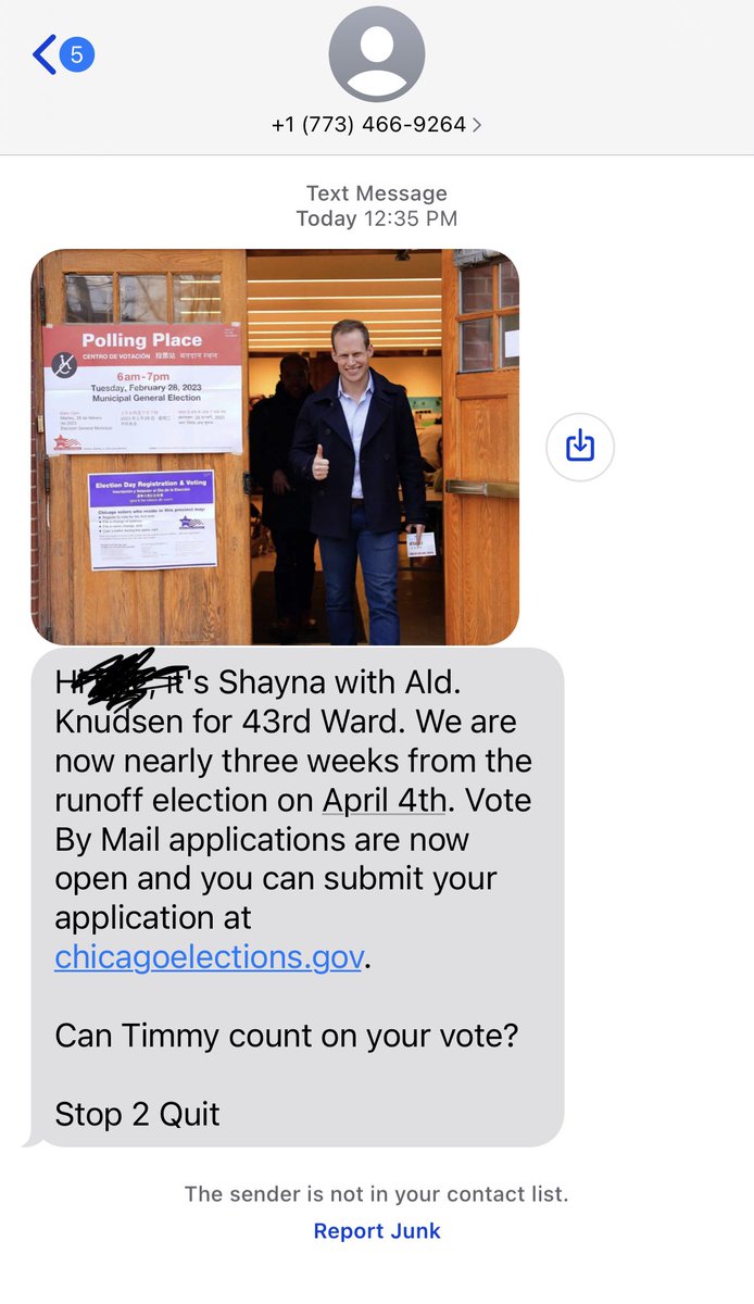 djlam1's tweet photo. Hi Shayna from @AldKnudsen43 @knudsenfor43, please stop texting me for support. Thanks. https://t.co/a67BwK7fjb